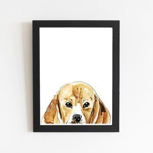 Beagle Dog Print, Cute Watercolor Dog Portrait, Puppy Illustration Drawing